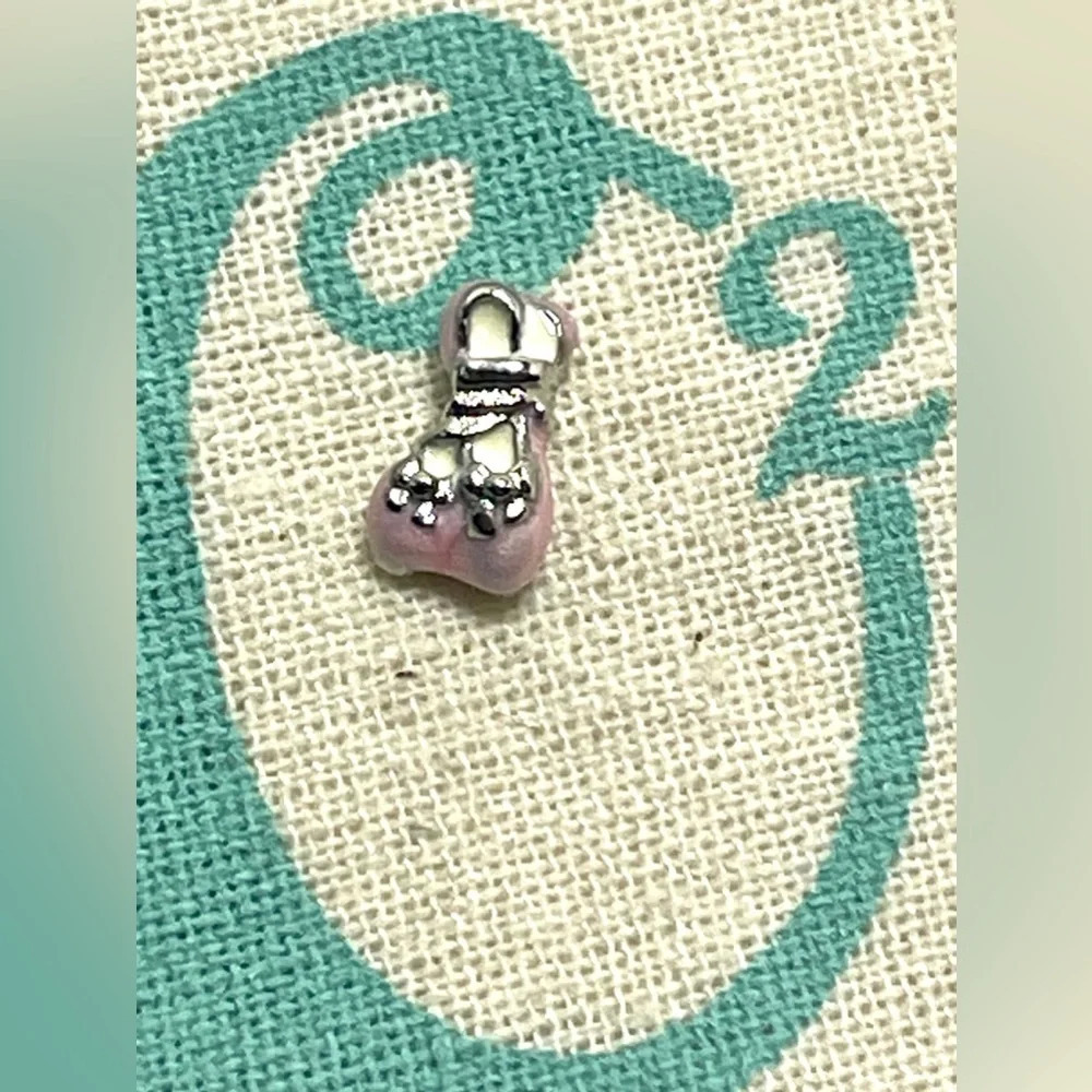 Origami Owl Living Lockets HTF Retired Pink Ballet Slippers Floating Charm